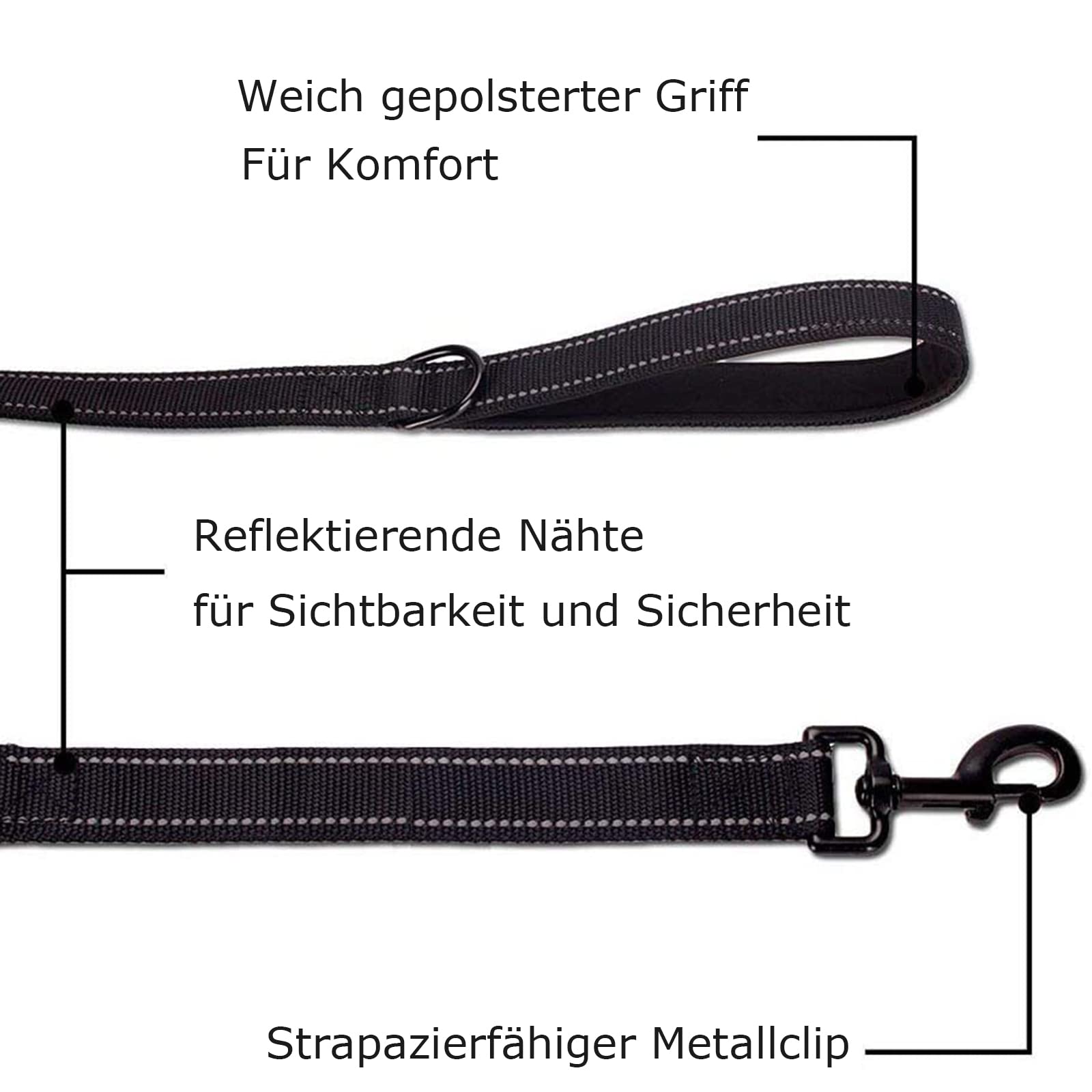 Gepolsterte Hundeleine (reflektierend)
